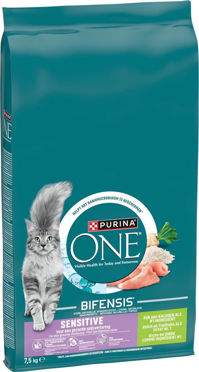 PURINA ONE Adult Sensitive - Kattenbrokjes - Kalkoen - 7.5 kg - Afbeelding 2